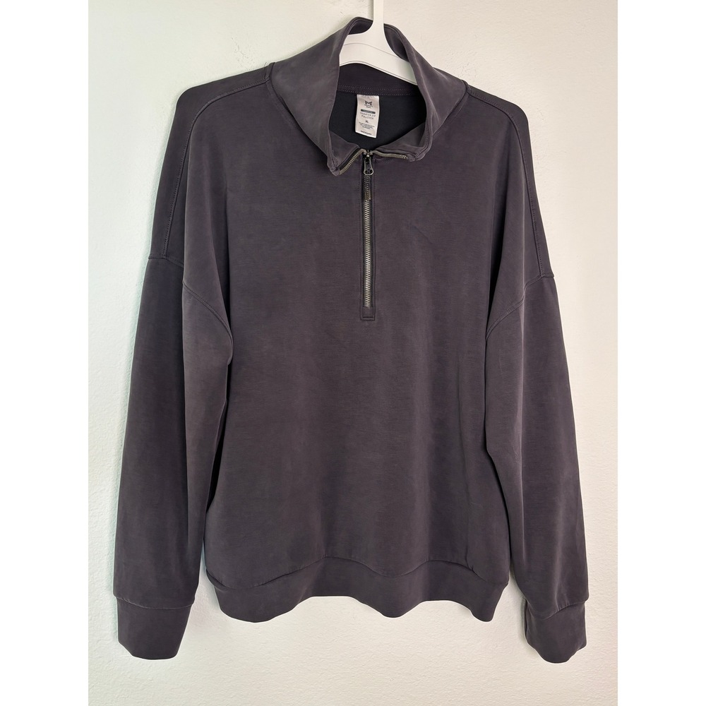 Members Mark Sandwash Quarter Zip Pullover Charcoal Gray XL Sweatshirt Mock Neck